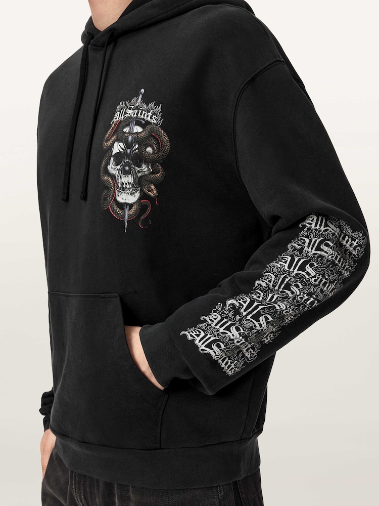 AllSaints Black Araknid Hoodie - Image 2 of 7