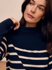 Celtic & Co. Blue Merino Blend Fine Knit Collared Jumper - Image 3 of 7