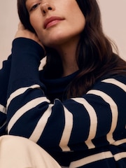 Celtic & Co. Blue Merino Blend Fine Knit Collared Jumper - Image 4 of 7