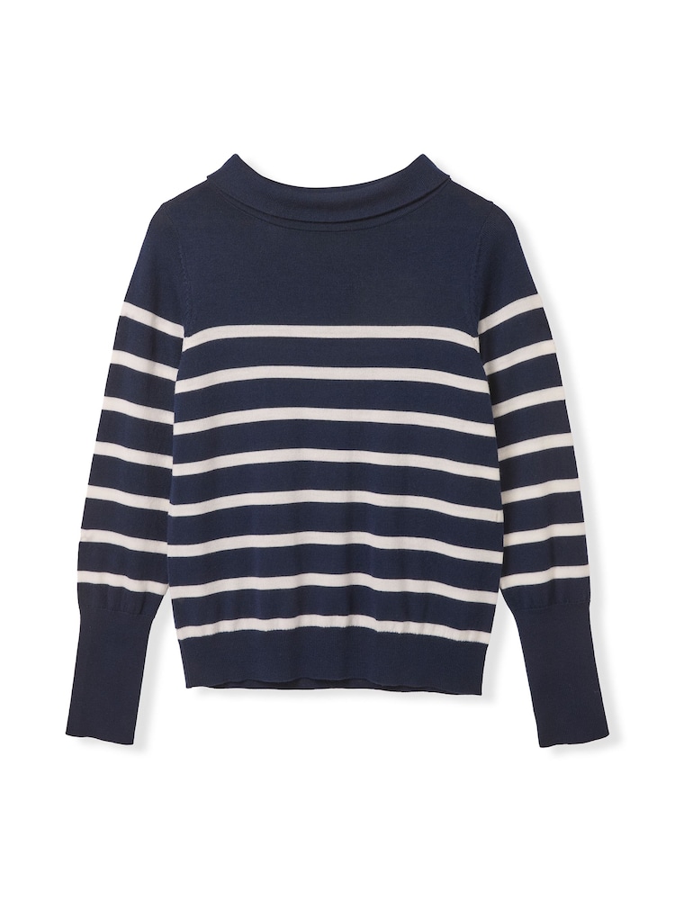 Celtic & Co. Blue Merino Blend Fine Knit Collared Jumper - Image 7 of 7