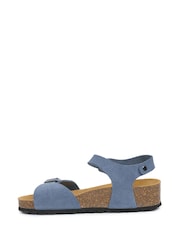 Celtic & Co. Blue Low Wedge Double Buckle Sandals - Image 2 of 7