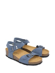 Celtic & Co. Blue Low Wedge Double Buckle Sandals - Image 4 of 7