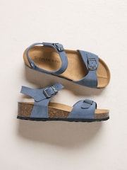 Celtic & Co. Blue Low Wedge Double Buckle Sandals - Image 5 of 7