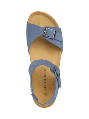 Celtic & Co. Blue Low Wedge Double Buckle Sandals - Image 6 of 7