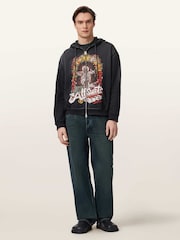 AllSaints Black Roque Zip Hoodie - Image 3 of 7