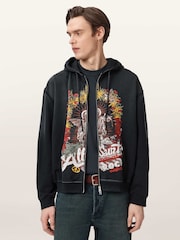 AllSaints Black Roque Zip Hoodie - Image 6 of 7