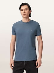 AllSaints Waved Blue Tonic Short Sleeve Crew T-Shirt - Image 1 of 5