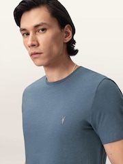AllSaints Waved Blue Tonic Short Sleeve Crew T-Shirt - Image 3 of 5