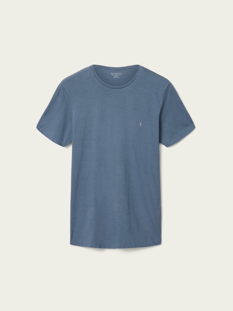 AllSaints Waved Blue Tonic Short Sleeve Crew T-Shirt - Image 5 of 5 AllSaints Waved Blue Tonic Short Sleeve Crew T-Shirt - Image 5 of 5
