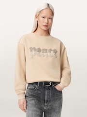 AllSaints Cream Peace Pippa Sweatshirt - Image 2 of 7