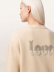 AllSaints Cream Peace Pippa Sweatshirt - Image 4 of 7