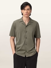 AllSaints Green Hudson Short Sleeve Shirt - Image 1 of 6
