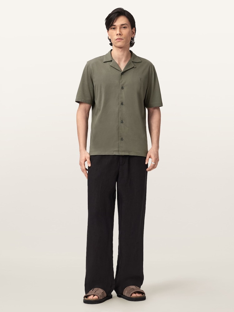 AllSaints Green Hudson Short Sleeve Shirt - Image 2 of 6