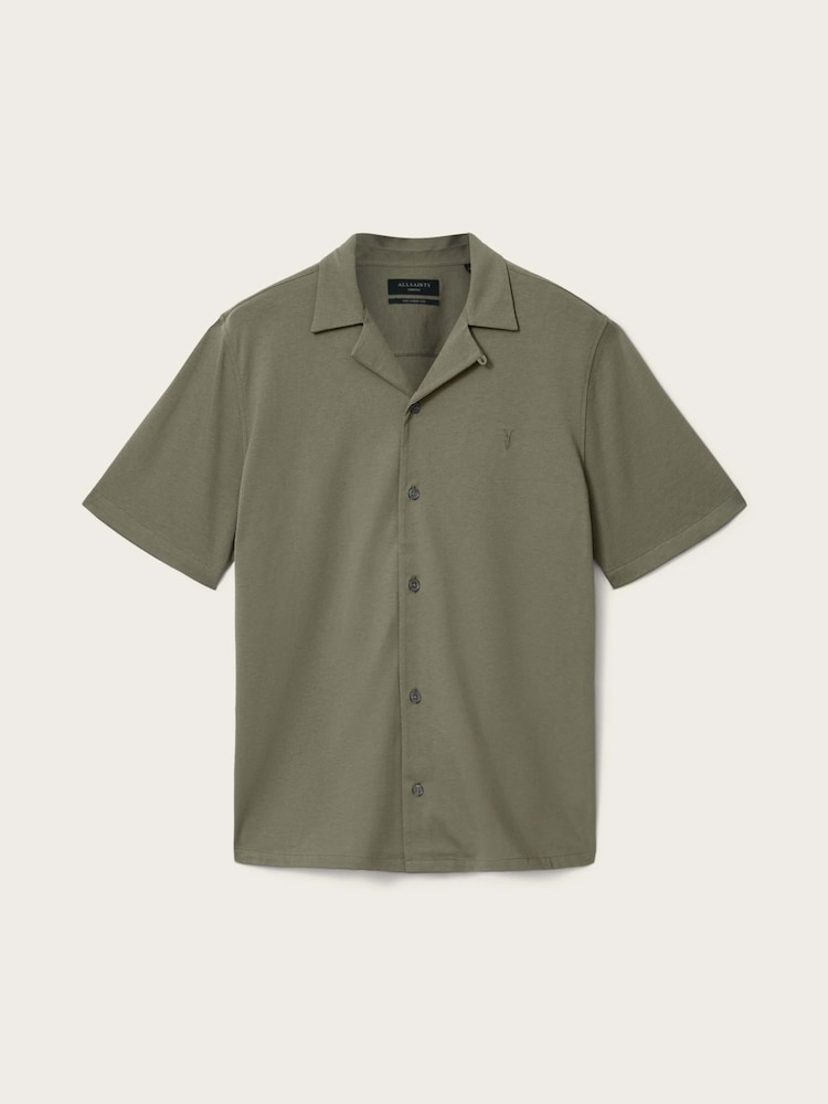 AllSaints Green Hudson Short Sleeve Shirt - Image 6 of 6
