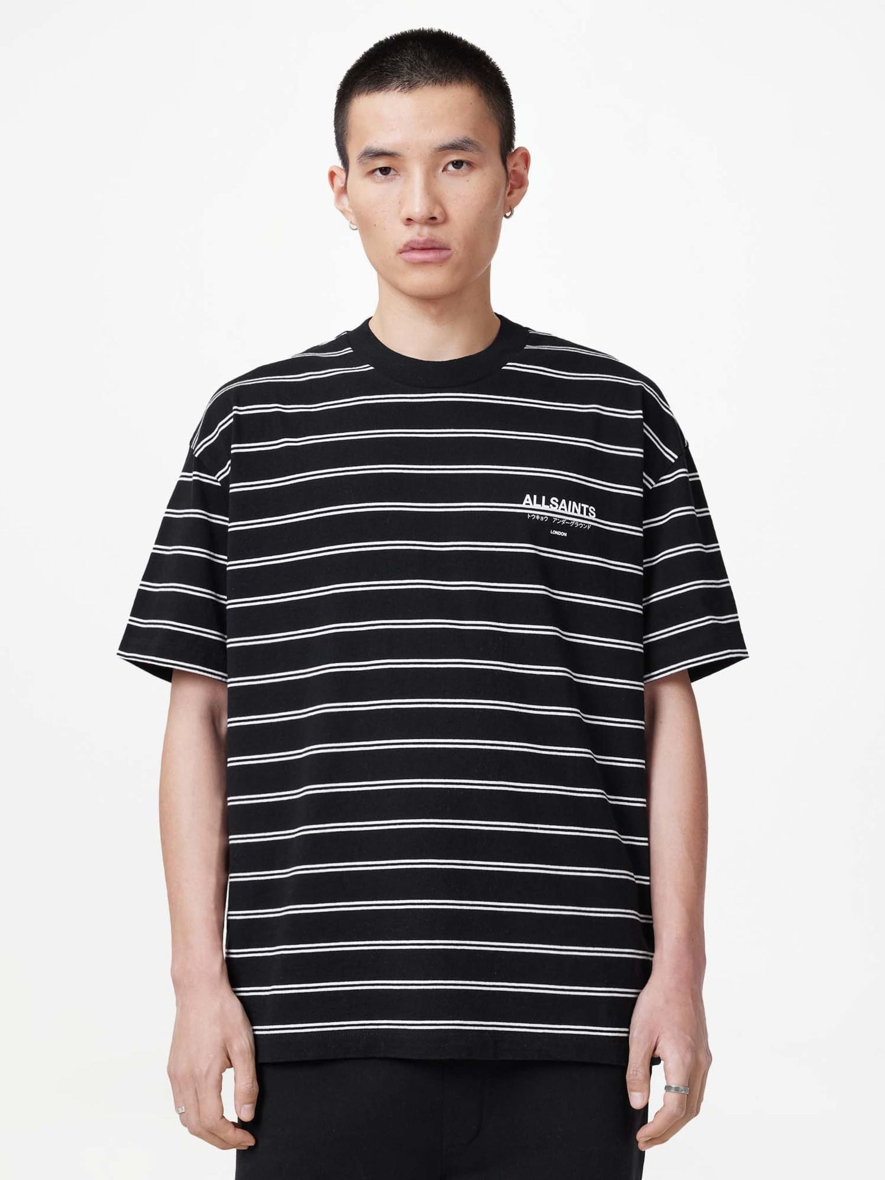 Buy AllSaints Black Undergrnd Stripe Short T-Shirt from Next USA