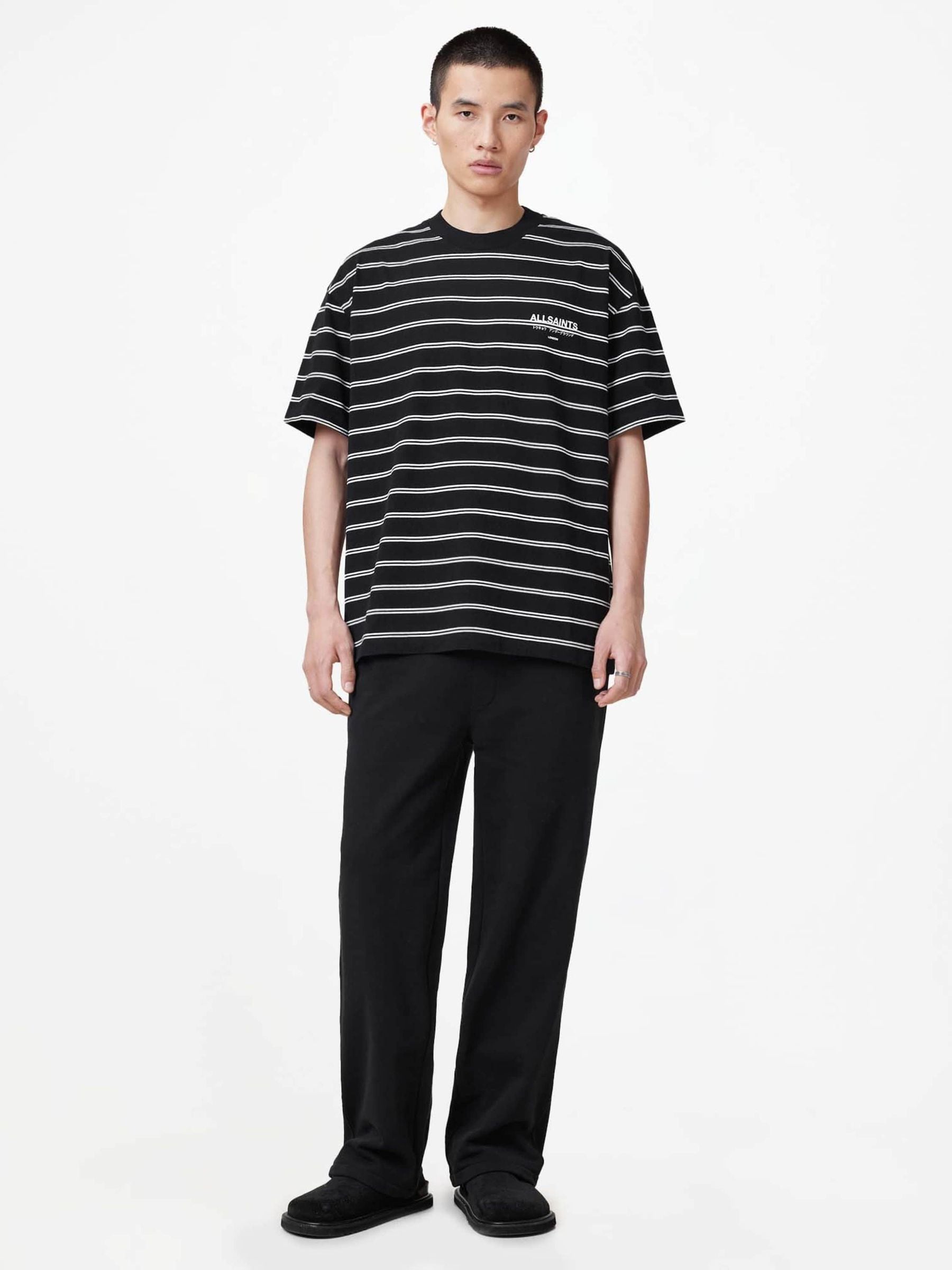Buy AllSaints Black Undergrnd Stripe Short T-Shirt from Next USA
