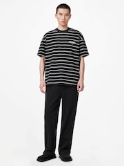 AllSaints Black Undergrnd Stripe Short T-Shirt - Image 2 of 6