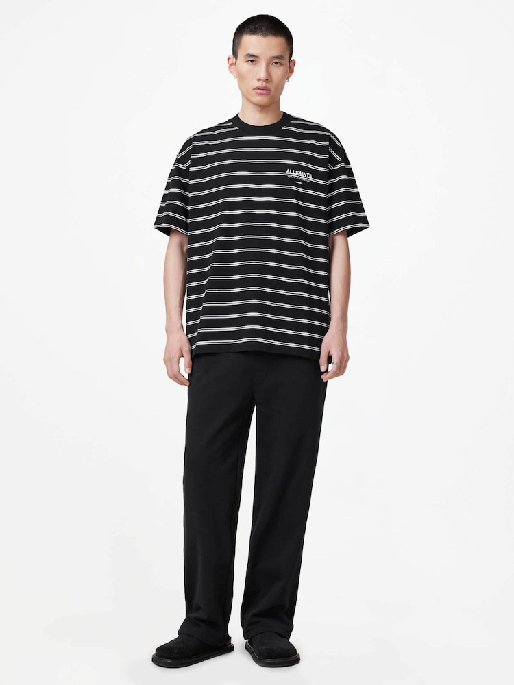 AllSaints Black Undergrnd Stripe Short T-Shirt - Image 2 of 6