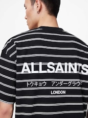 AllSaints Black Undergrnd Stripe Short T-Shirt - Image 3 of 6