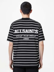 AllSaints Black Undergrnd Stripe Short T-Shirt - Image 4 of 6
