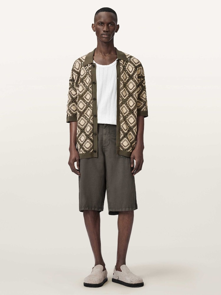 AllSaints Green Morena Short Sleeve Cardigan - Image 2 of 6 AllSaints Green Morena Short Sleeve Cardigan - Image 2 of 6