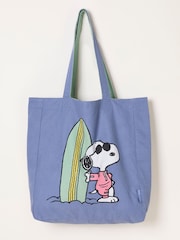 FatFace Blue Summer Snoopy Reversible Tote Bag - Image 1 of 3