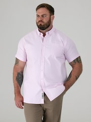 D555 Pink JAMES Classic Oxford Short Sleeve Button Down Shirt With Chest Pocket - Image 1 of 9