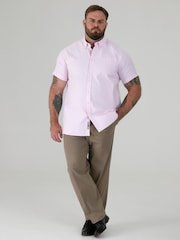 D555 Pink JAMES Classic Oxford Short Sleeve Button Down Shirt With Chest Pocket - Image 2 of 9