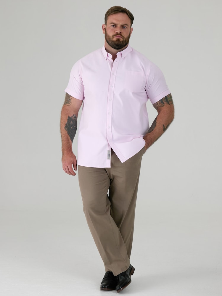 D555 Pink JAMES Classic Oxford Short Sleeve Button Down Shirt With Chest Pocket - Image 2 of 9