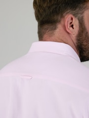 D555 Pink JAMES Classic Oxford Short Sleeve Button Down Shirt With Chest Pocket - Image 5 of 9