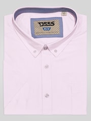 D555 Pink JAMES Classic Oxford Short Sleeve Button Down Shirt With Chest Pocket - Image 9 of 9