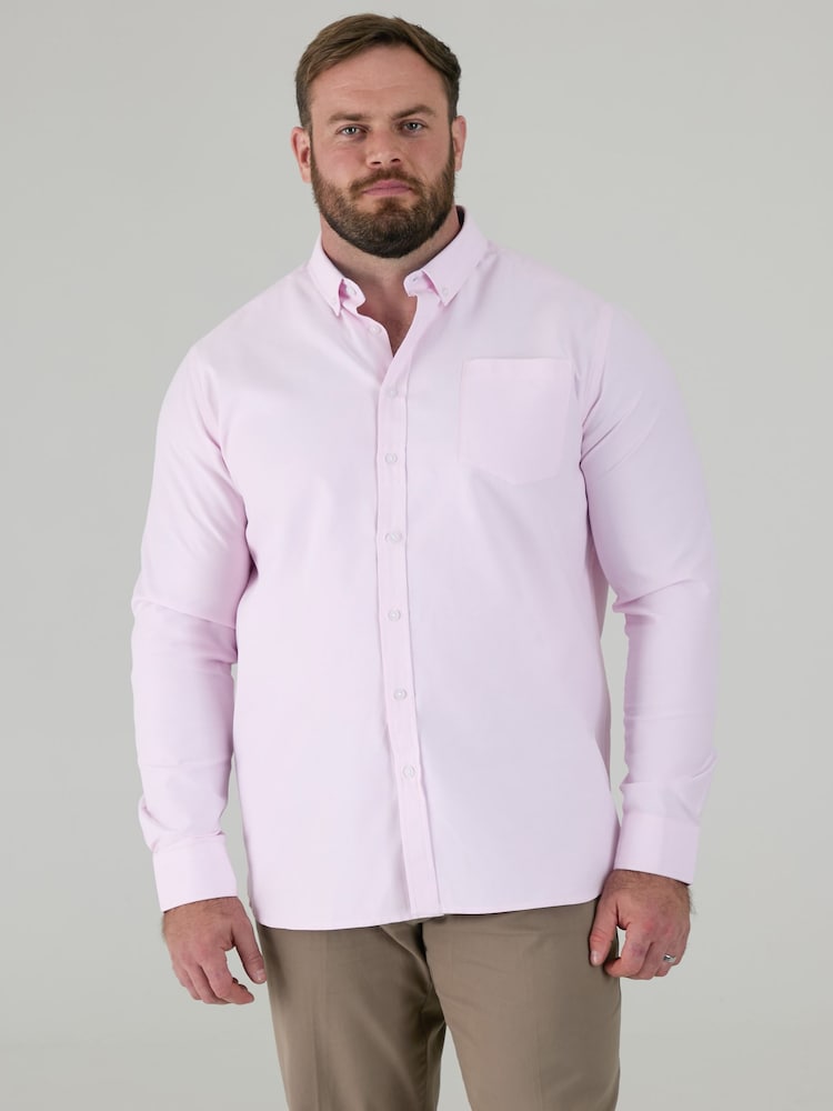 Ροζ - D555 RICHARD Κλασικό πουκάμισο Oxford με Μακρύ μανίκι και κουμπιά και τσέπη στο Στήθος - Εικόνα 1 από 9