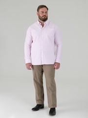 Ροζ - D555 RICHARD Κλασικό πουκάμισο Oxford με Μακρύ μανίκι και κουμπιά και τσέπη στο Στήθος - Εικόνα 2 από 9