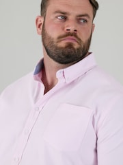 Ροζ - D555 RICHARD Κλασικό πουκάμισο Oxford με Μακρύ μανίκι και κουμπιά και τσέπη στο Στήθος - Εικόνα 4 από 9