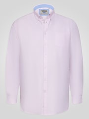 Ροζ - D555 RICHARD Κλασικό πουκάμισο Oxford με Μακρύ μανίκι και κουμπιά και τσέπη στο Στήθος - Εικόνα 6 από 9