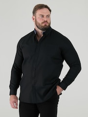 Μαύρο - D555 RICHARD Κλασικό πουκάμισο Oxford με Μακρύ μανίκι και κουμπιά και τσέπη στο Στήθος - Εικόνα 1 από 9