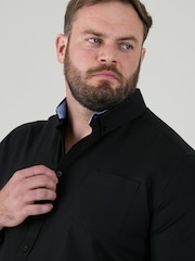 Μαύρο - D555 RICHARD Κλασικό πουκάμισο Oxford με Μακρύ μανίκι και κουμπιά και τσέπη στο Στήθος - Εικόνα 4 από 9