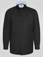 Μαύρο - D555 RICHARD Κλασικό πουκάμισο Oxford με Μακρύ μανίκι και κουμπιά και τσέπη στο Στήθος - Εικόνα 6 από 9