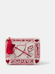 Accessorize Cream Beaded Valentines Pouch - Image 1 of 2