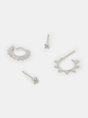 Accessorize 4-Pack Sterling Silver-Plated Filigree Hoop & Stud Earrings - Bild 1 von 2