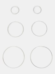 Accessorize Silver Tone Sterling Silver Hoop Earrings 3-Pack - Image 1 of 2