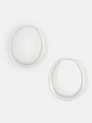 Accessorize Silver Tone Sterling Silver-Plated Chunky Oval Earrings - Image 1 of 2