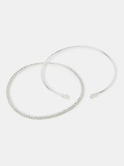 Accessorize Sterling Silver-Plated Cuff & Tennis Bracelet Set - Imaginea 1 din 2