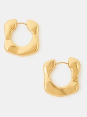Accessorize 14ct Gold-Plated Molten Square Hoop Earrings - Bild 1 von 2