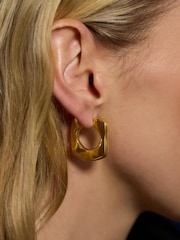 Accessorize 14ct Gold-Plated Molten Square Hoop Earrings - Bild 2 von 2