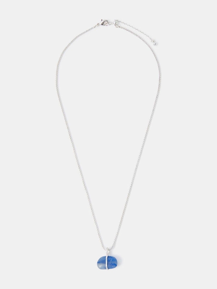 Accessorize Silver Sterling Silver-Plated Blue Quartz Pendant Necklace - Image 1 of 2