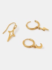 Accessorize Gold Tone Stainless Steel Celestial Hoop Earrings 3-Pack - Image 1 of 1