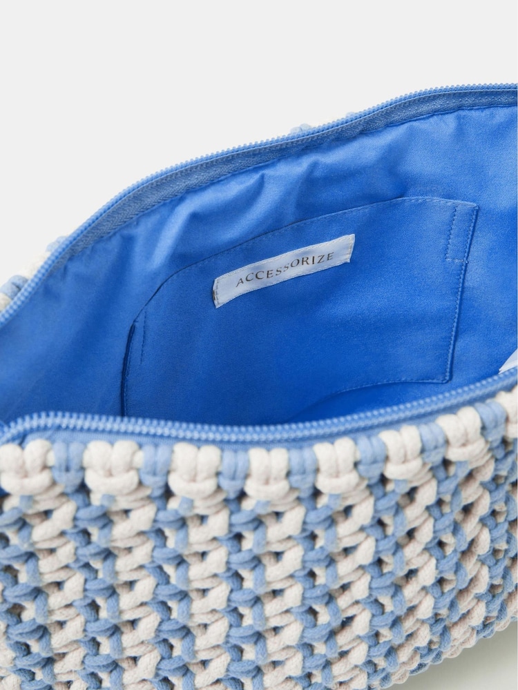 Accessorize Blue Crab Charm Macrame Clutch Bag - Image 2 of 3