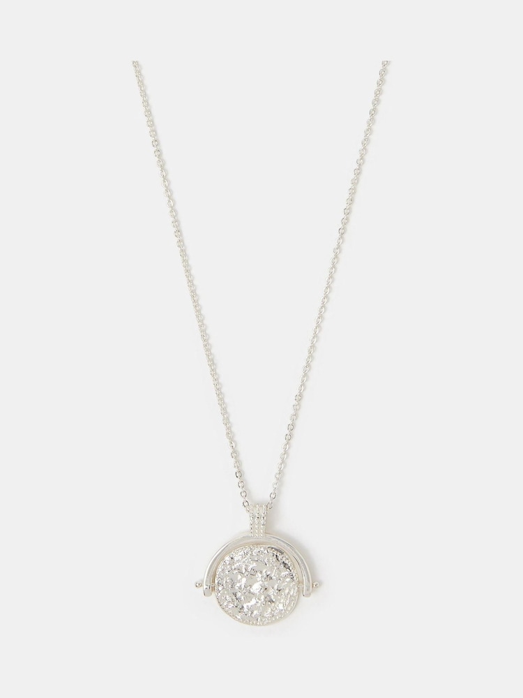 Accessorize Silver Sterling Silver-Plated Coin Spinner Pendant Necklace - Image 1 of 2