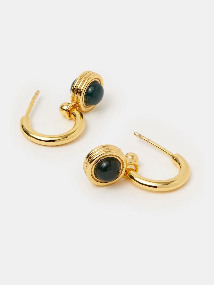 Accessorize 14ct Gold-Plated Chalcedony Drop Hoop Earrings - Bild 1 von 2